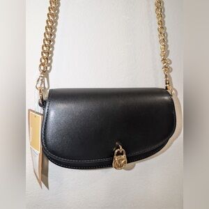 MICHAEL KORS Patty Envelope Wallet Crossbody – Black Leather Chain Strap – NWT